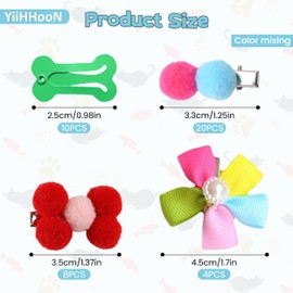 42 Pcs Pet Hair Clips, Multicolor Bow Hair Clips for Pet, Dog Hair Bows Clips Dog Grooming Clips Puppy Hair Accessories Small Ball Bone Double Ball Shape Hair Barrettes for Cat Small Dog