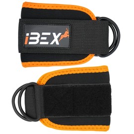 iBEX Ankle Straps with Adjustable Neoprene Support for Cable Machine Attachments - Double D-Ring Cable Straps For Gym workout, Leg Muscles, Glute Workouts Ankle Cuff for Men and Women Weight lifting