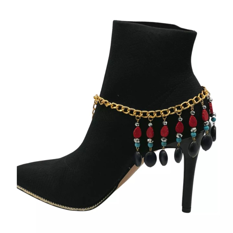 Unbranded Women Gold Metal Boot Chain Bracelet Shoe Charm Blue