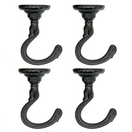 Evsteluo Large Swag Ceiling Heavy-Duty Hooks with Complete Hardware Kit - Ideal for Hanging Plants, Ceiling & Drywall Installation (4 Sets Black)