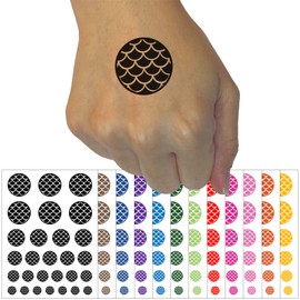 Mermaid Dragon Fish Scales Circle Temporary Tattoo Water Resistant Fake Body Art Set Collection - Brown (One Sheet)