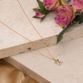 Carissima Gold Women's 9 ct Yellow Gold Cubic Zirconia 10 x 12 mm Initial K Pendant on 9 ct Yellow Gold 0.7 mm Diamond Cut Curb Chain Necklace of Length 46 cm/18 Inch