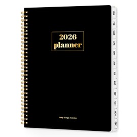 SUNEE 2026 Planner, Weekly and Monthly Calendar Planner, January 2026-December 2026, Daily Agenda with Tabs, Note Pages, Spiral Binding, 8.5"x11", Black