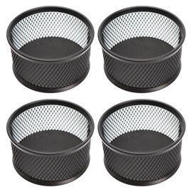 jojofuny Pack of 4 Paper Clip Storage Bucket Black Tinsel Black Container Metal Hair Clips Paper Clip Dispenser Pen Organiser Round Paper Clip Dispenser Home