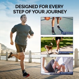 FEATOL Ankle Brace for Sprained Ankle, Adjustable & Comfortable Lace Up Support Stabilizer for Women Men with 2 Removable Side Splints, Protection for Sports, Running & Recovery Medium(11.6''-12.6'')