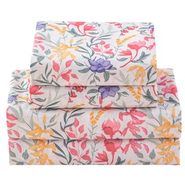 Jessrydo Floral Bed Sheets Queen Size 18” Deep Pocket Queen Sheets Soft Breathable Floral Sheets Queen Size Bed Set with 1 Flat Sheet, 1 Fitted Sheet, 2 Pillowcases (Queen, Blooming Romance)