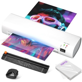9 Inch Laminator Machine with Never Jam Technology, 40 Laminating Sheets, 4-in-1 A4 Thermal Laminator with Trimmer and Corner Rounder for Office, School, Business and Home Use, White
