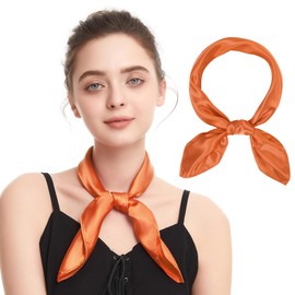 Zando Silk Head Scarf Wrap Neck Scarf Women Silk Feeling Scarf Orange