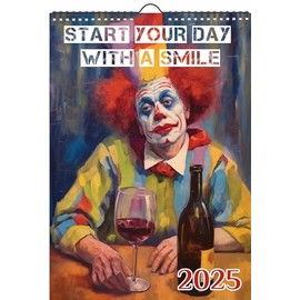 2025 De-Motivation Wall Calendar [12 pages 8"x12"] Funny Sarcastic Sayings Over Images of Sad Drunk Animals and People Vintage Book Illustration Poster