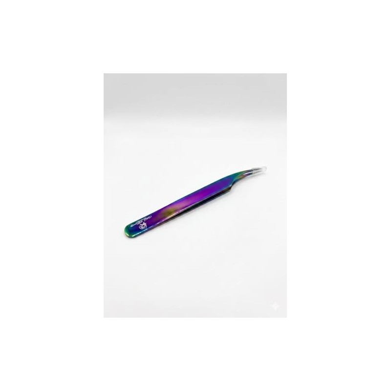 Wishbeauty Rainbow Eyelash Extension Tweezer - Professional Elbow Curved Tool