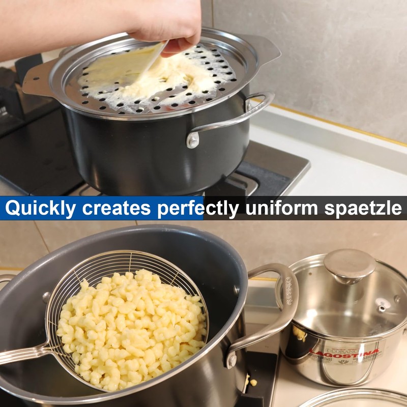 KEISSCO Stainless Steel Spaetzle Maker Lid with Scraper Traditional German