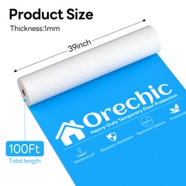 Orechic 200 GSM Heavy-Duty Temporary Floor Protection, Plastic Floor Protector for Hardwood Floors, Carpet Protector Film During Renovations & Construction,Size:39" x 100' (Covers 325 sqft)
