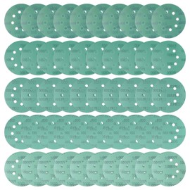 Kozelo 50pcs Green Film Sanding Discs - [5 Inch 800/1000/1200/1500/2000 Grits 8 Hole ] Round Aluminum Oxide Hook & Loop Wet Dry Sander Pads for Wood Metal Polishing Use