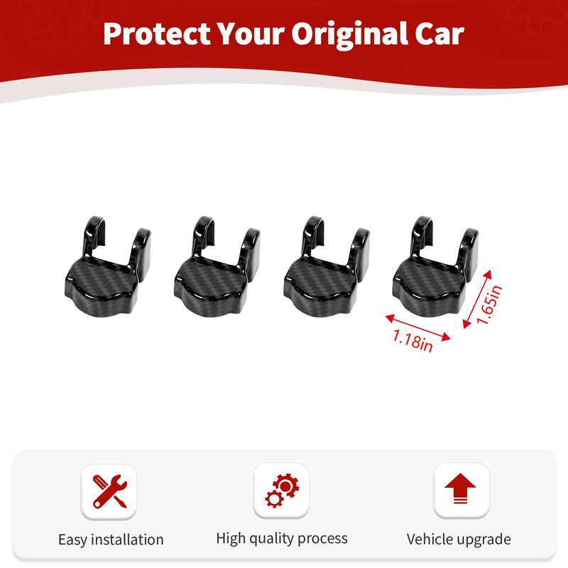 JOSHELA for Jeep JL Black Carbon Fiber Door Limiter Cover