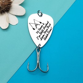 10th Anniversary Hook Gift For Him Fishing Lure Gifts Fisherman Gifts for Husband Boyfriend 10 Years Anniversary Hook Gifts Wedding Anniversary Birthday Gifts Valentines Day Gifts Fishing Hooks Gift