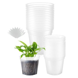 TineDew Large Clear pots for Plants with Saucers,10 pcs 9.5/8.3/7/6/5 inch Thick Plastic Nursery pots for Plants with Drainage Holes for Monstera Plant Live,Succulents etc - Indoor and Outdoor use