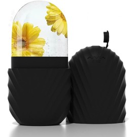1PCS Ice Face Roller, Silicona, para masaje facial con hielo, Reduce la hinchazón de cara y ojos, Mejora el cuidado de la piel, Brilla, Reutilizable, A prueba de fugas (Black)