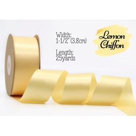 LASOIE Satin Ribbon for Flower Bouquet Gift Wrapping for Crafts Bows For Girls Hair Presents Bookmarks Birthday Party Decorations Wedding Invitations Decorative for Craft Lemon Chiffon 38mm 1 1/2 Inch