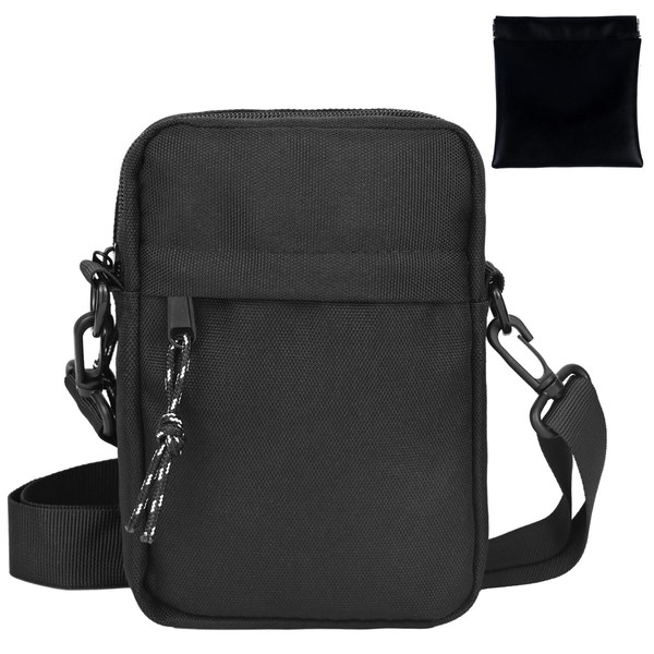 Shoulder Bag, Men's Shoulder Bag, Waterproof Crossbody Bag, Casual Simple Small Side Bag, Men's Mobile Phone Bag, Classic & Versatile, Removable and Adjustable Shoulder Strap (Black), black
