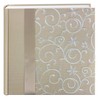 Pioneer Embroidered Scroll Ribbon Trimmed Fabric Cover Photo Album, Ivory