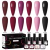 Four Lily Burgundy Red Gel Nail Polish Dark Red Pink
