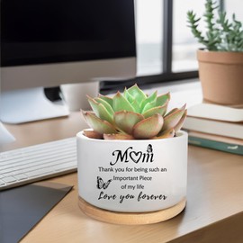 MBRUH Gardening Thank You Gifts for Mom, Succulent Plant Pot, Flower Cactus Planter, Birthday Mom Mother Mama Garden Decor Gift from Son Daughter (Plants Not Included)