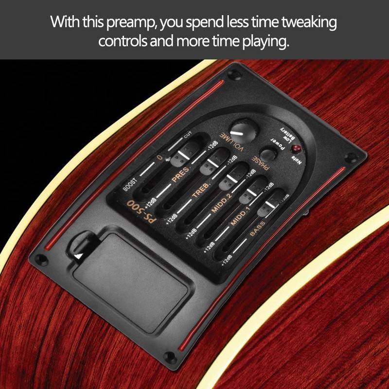 Guitar Preamp, Digital Tuner Equalizer Acoustic Guitar Pickup EQ PS-500