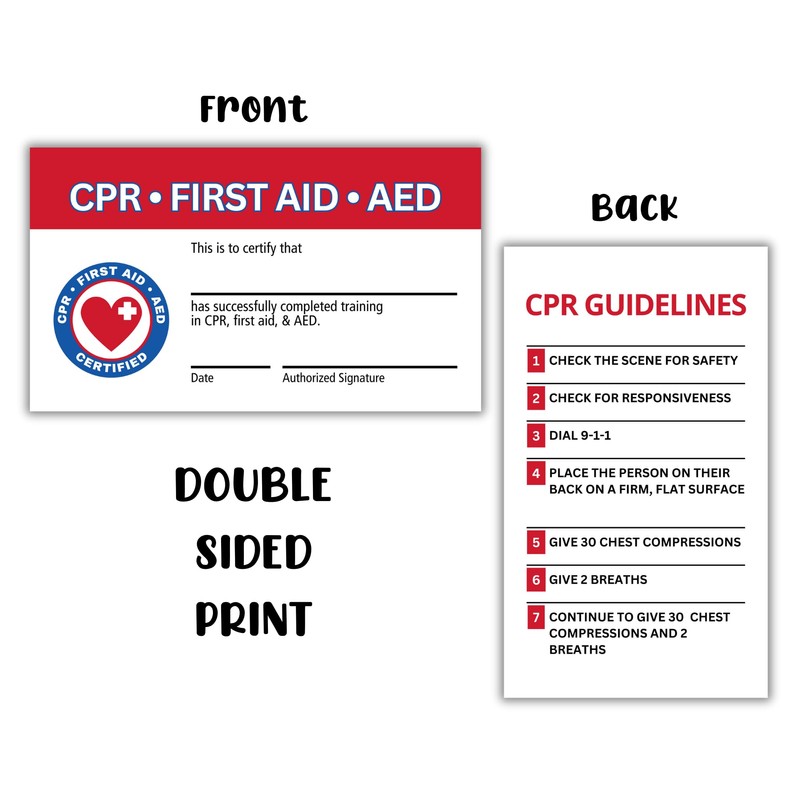 Lashicorn CPR and First Aid AED Certification Cards | 30