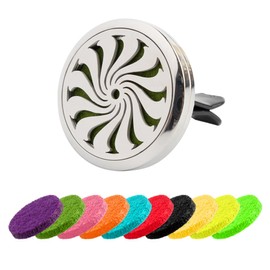 AUEAR, Car Diffuser Vent Clips Car Aromatherapy Essential Oil Diffuser 30mm Stainless Steel Car Air Fresheners Lockets with 10 Felt Refill Pads for Women Men (Style F)