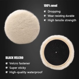 DY Auto Body Paint Supply Random Orbital Coarse Wool Compounding Pad, 6" White, Orbital Pad Automotive Pol