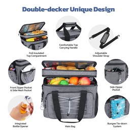 Maelstrom Portable Collapsible Soft Cooler Bag – 24/30/60 Cans Double-Deck Leakproof Ice Chest for Beach, Camping & Grocery (Dark Grey, 60 Can)
