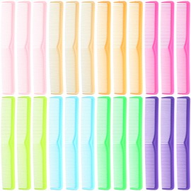 Meanplan Carbon Fiber Hair Cutting Combs - 24 Pieces Fine and Wide Tooth Professional Barber Combs for Men and Women (Light Color)