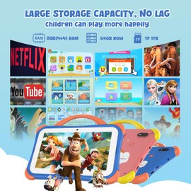 CWOWDEFU Kids Tablet 7 inch,8GB+64GB,Android 14 Tablet for Kids,Toddler Learning Tablet with Case,4000mAh/Parental Control/Dual Camera,FM/GPS/OTG/Great Gift for Children(Blue)