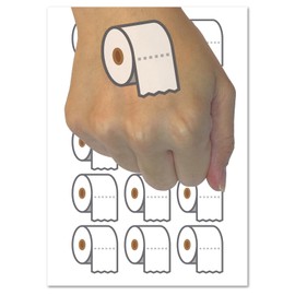 Toilet Paper Roll Icon Temporary Tattoo Water Resistant Fake Body Art Set Collection - 15 2" Tattoos (1 Sheet)