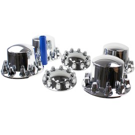 XIUHUA ABS Chrome Plastic Front and Rear Axle Cover Full Kits with 33mm Thread-On Flange Nut Covers and Removable Center Cap (Standard)