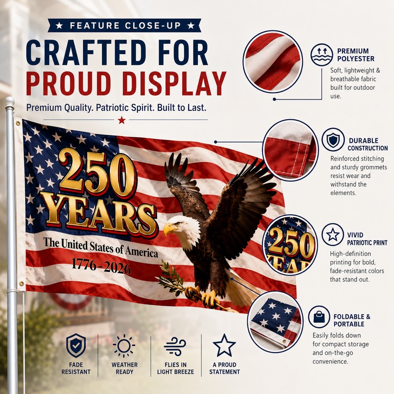 American Flag Eagle Banner for Decoration – Foldable Polyester Flag