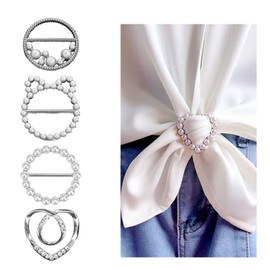 4PCS Shirt Clips for Women Scarf Ring Clip Shirt Clip T-shirt Ties Clips Clothes Corner Knotted Button for Women (silver)