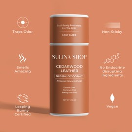 Cedarwood Leather Natural Deodorant, Aluminum Free, No Baking Soda, Paper Packaging, Men’s Deodorant
