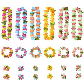 Hawaiian Leis Luau Party Decorations, 24 PCS Leis for Luau Party, Colorful Tropical Flower Leis for Kids Adults, Hawaii Flower Lei Bulk for Hawaiian Birthday Summer Beach Parties Decorations Supplies