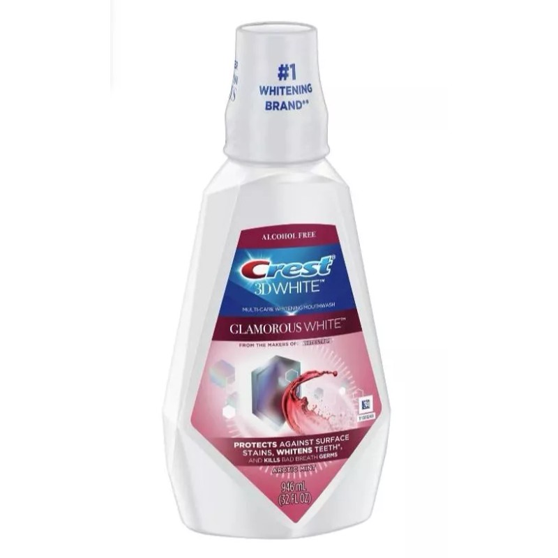 Crest 3D White Glamorous Whitening Mouthwash, Arctic Mint, 32 Fl
