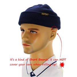 KNITDAY - Gorro corto de punto de pesca con diseño de pescador, con diseño de calavera, unisex, marino, One Size-Medium