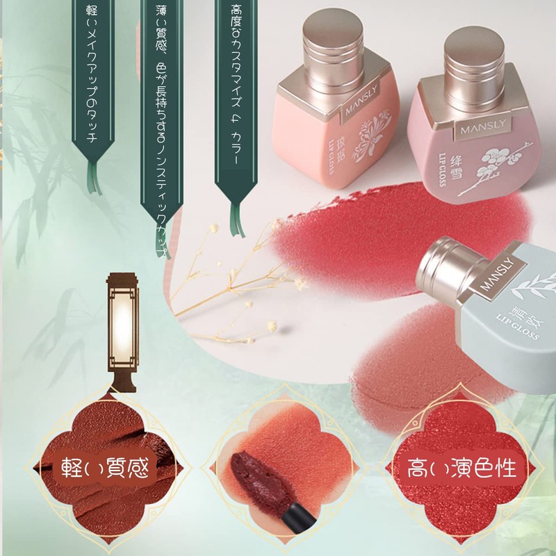 MANSLY Velvet Lip Gloss Mat, High Coloring, Long Lasting, Lip