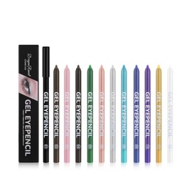 QIDSTERS Eyeliner Pencil Set, 12 Colors, Waterproof Gel Liner with Sharpener (08 Lake Blue Matte, 1 Count (Pack of 1))