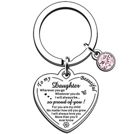 AMZQ Daughter Gifts Keyring from Mum Dad Daughter Birthday Gifts Christmas Graduation Presents Appreciation gifts for Daughter