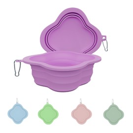 Gavpepy Dog Bowls Pet Collapsible Bowl Slow Feeder Outdoor, Dog Travel Bowls Portable Foldable Cat Water Dish Bowl for Pets Walking Parking Camping (Purple)