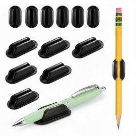 Fematin 12 Pack Adhesive Pencil Pen Holders for Desk, Silicone Flexible Pens Holder for Wall,Clipboard,Marker,Office Organizer Small and Large,Classroom Must Haves,Teacher Supplies,Black