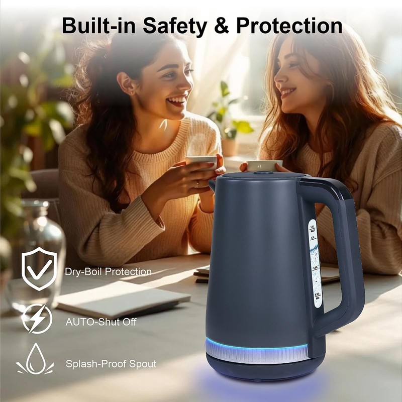 Seydere Electric Kettle, 1.7L Stainless Steel Inner Bottle, 1200W Fast