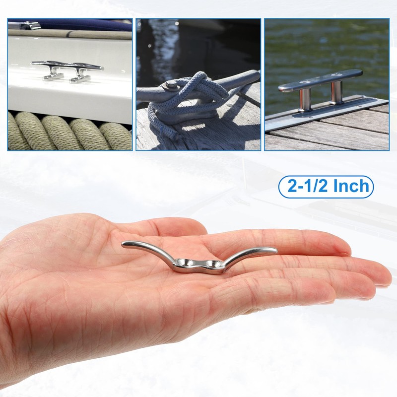 X AUTOHAUX 4Pcs 2-1/2 Inch Stainless Steel Flagpole Cleat Hook
