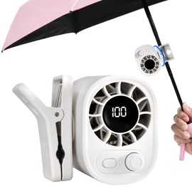 WISFISSH Portable Clip On Fan for Umbrella,Ultra Light 0.28 Lb,100 Wind Speed Stepless Adjustment,Personal Rechargeable Clip On Fan for Umbrella Beach Outdoor Travel Essential(White)