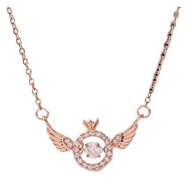 Collar Dije Alas De Angel Chapado En Oro Rosa De 18k Para Mujer Dama Elegante Colgante Ala Corazón Con Zirconia Cúbica